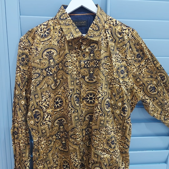 Valiant Gold and Black Paisley Shirt